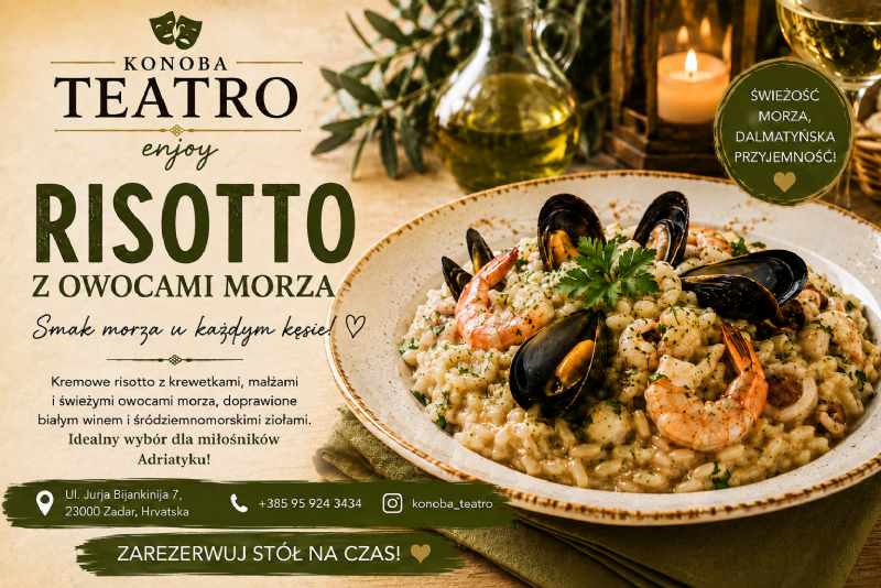 Risotto z owocami morza pachnące Adriatykiem – kremowe, pełne smaku i stworzone na prawdziwą ucztę w Zadarze